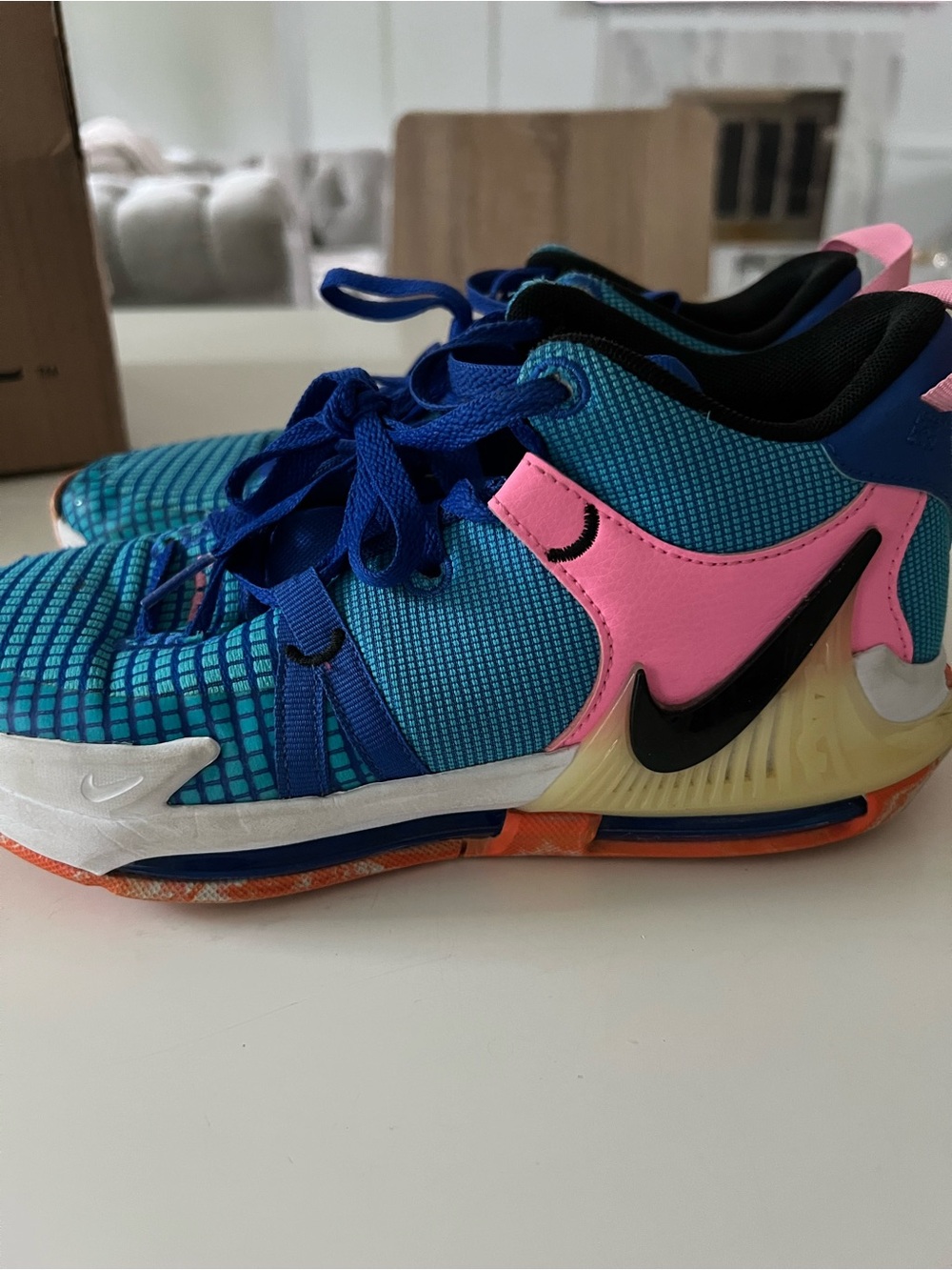 Nike Kids Sneakers in Blue & Pink with Black Swoosh